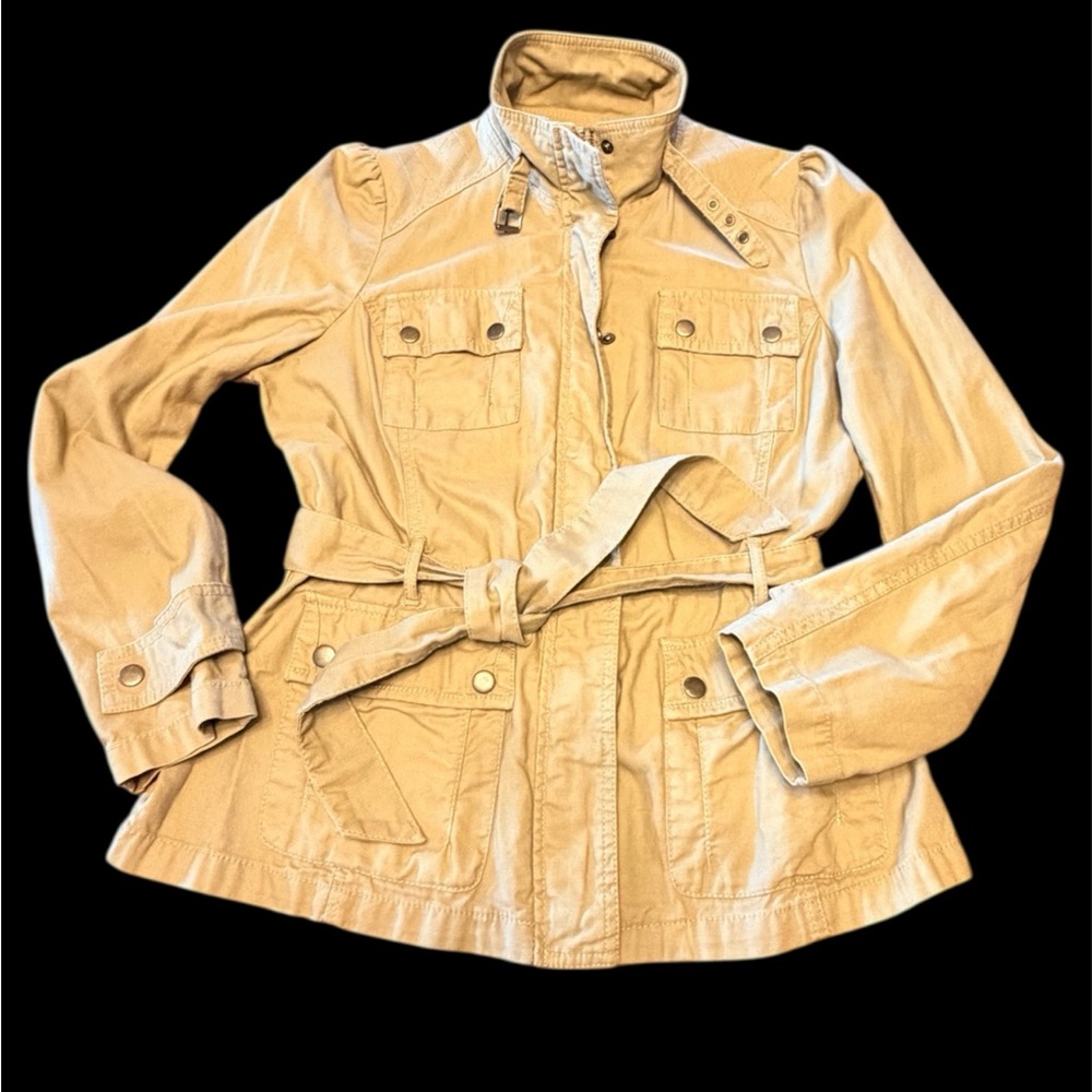 Converse Women’s Khaki Tan Snap Zip Belted Jacket with pockets Size Large